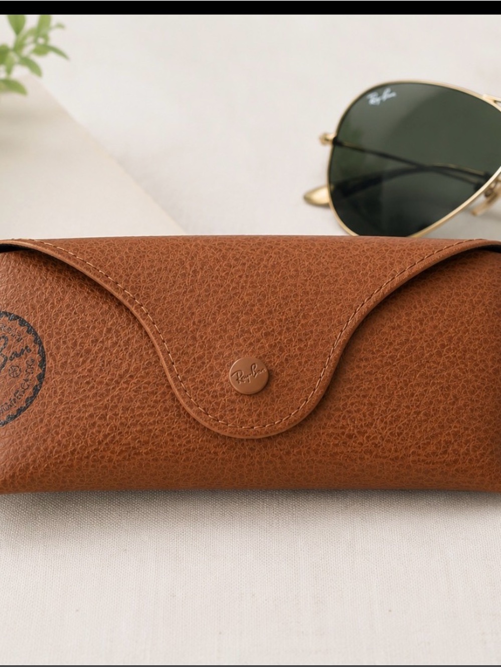 Ray-Ban Tan Hard Sunglasses Case Snap Closure Eyeglass Protective Case